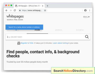 Screenshot of Chrome web browser Truecaller search field